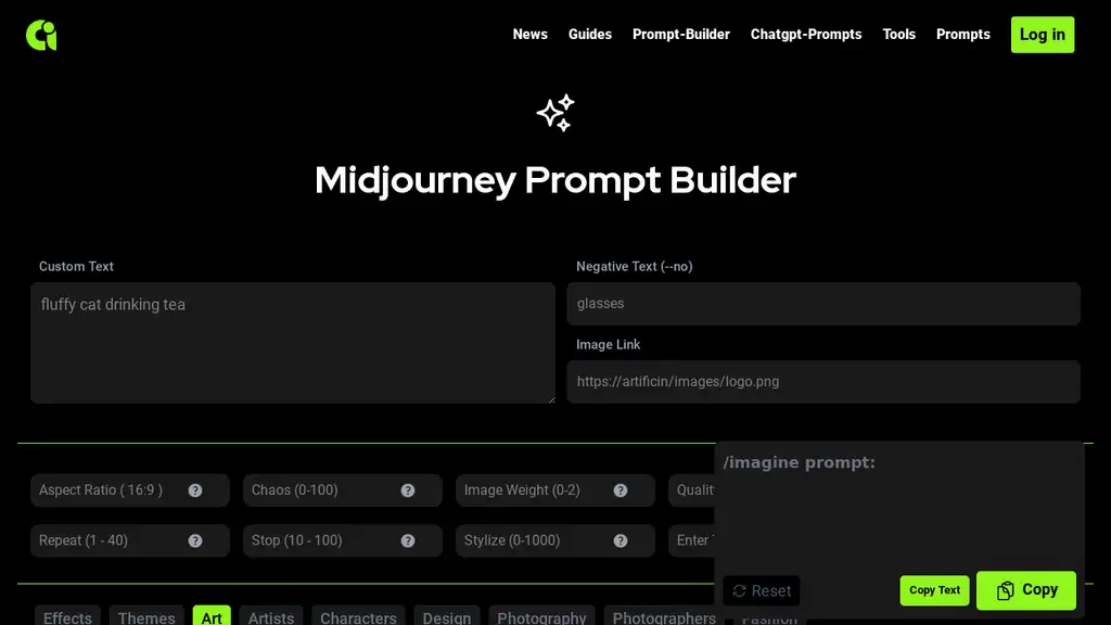 Midjourney Prompt Builder