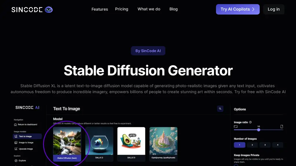 SinCode AI - Stable Diffusion Generator