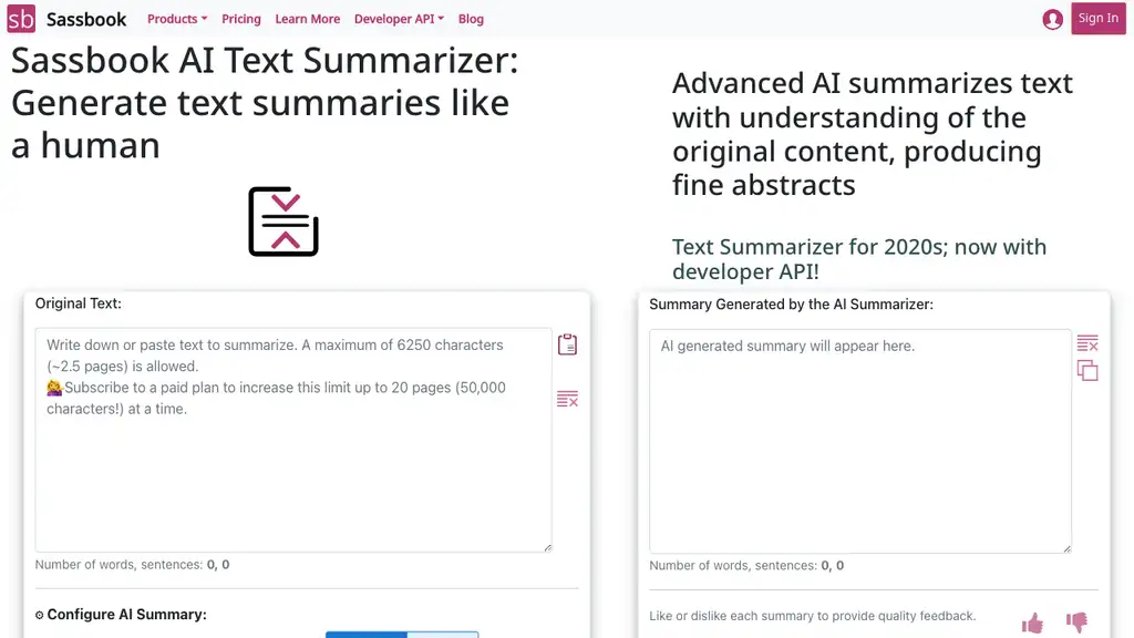 Sassbook AI Summarizer