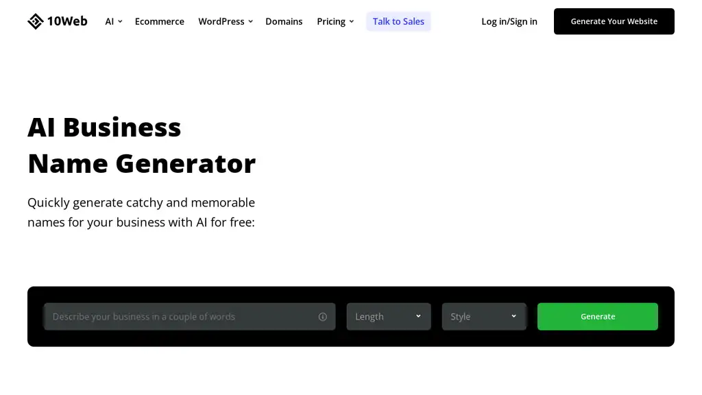 10Web - Business Name Generator