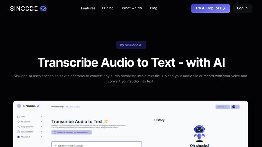 SinCode AI - Transcribe Audio to Text