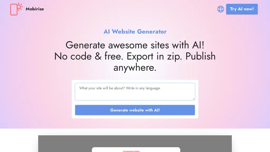Mobirise AI Website Generator