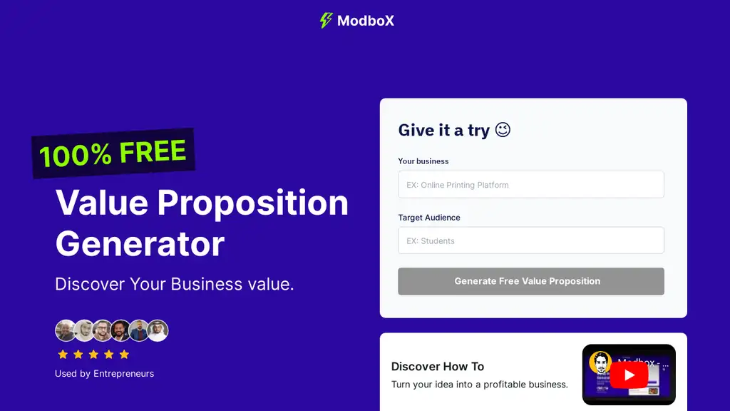 Modbox - Value Proposition Generator